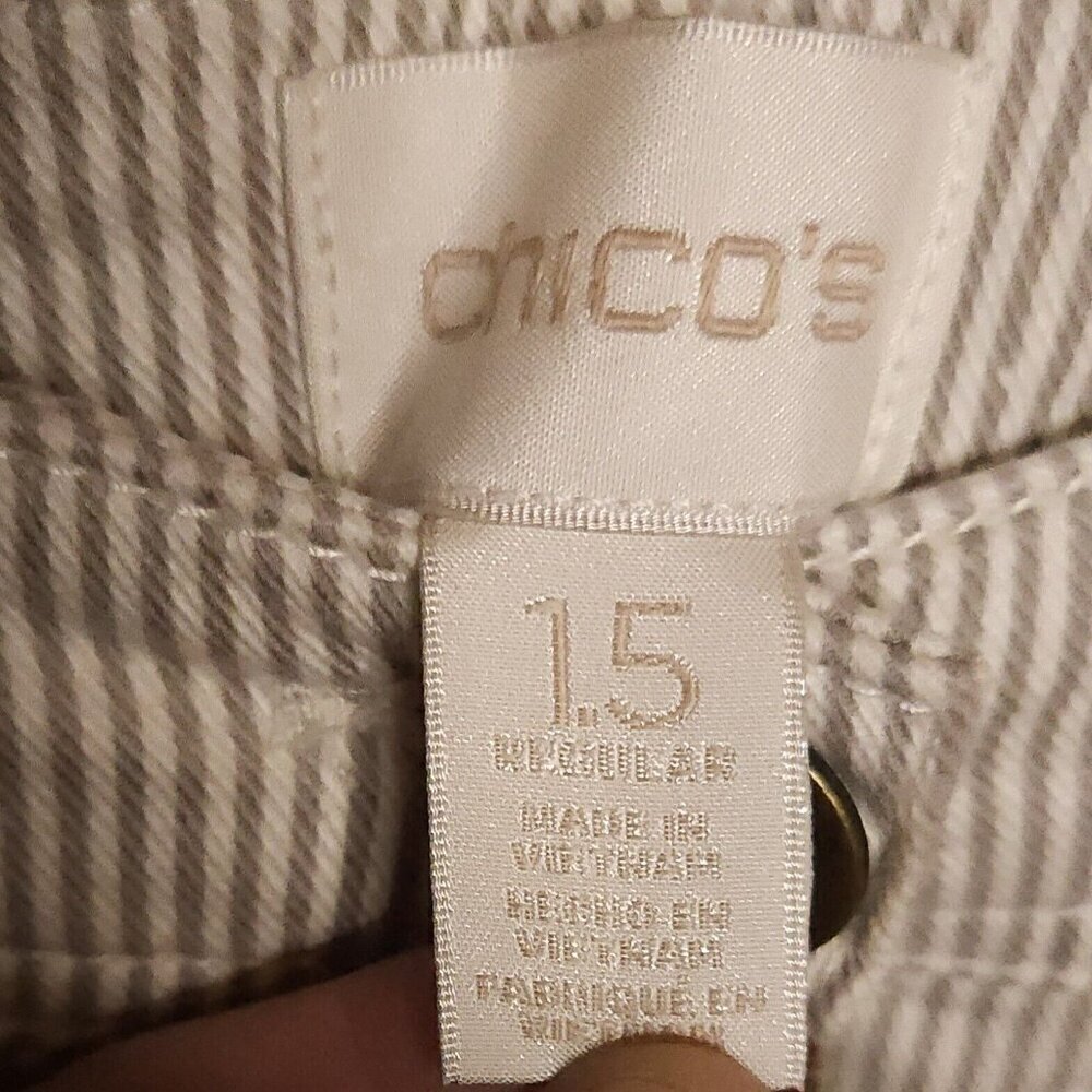 Chico's Tan White Pinstripe Casual Pants Medium - Picture 7 of 10